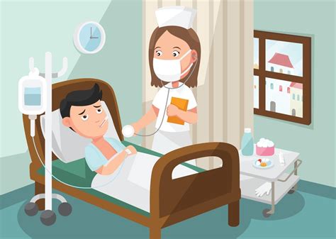 The nurse taking care of patient in the ward of hospital 3147330 Vector ...