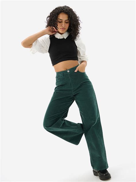 Buy Corduroy Pants: Emerald Green Women Pants online at The Souled Store.