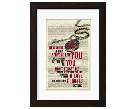 Adele Someone Like You Song Lyrics Print on Upcycled Vintage Page ... - Worksheets Library