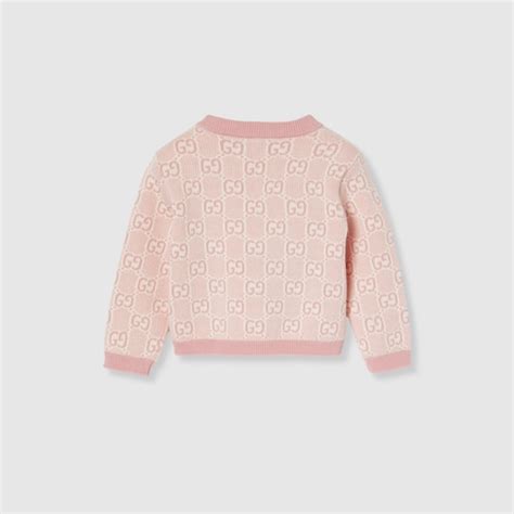 Baby GG cotton cardigan in pink and white | GUCCI® US