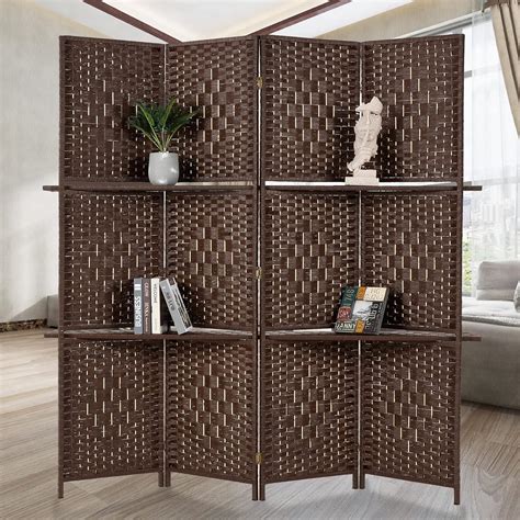 Buy HADDOCKWAY 4 Panel Room Divider 6FT Tall Weave Fiber Room Dividers ...