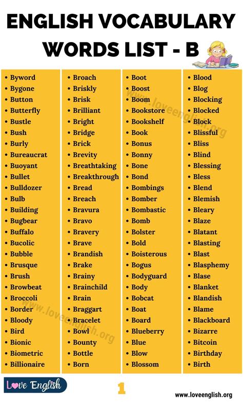 555+ Words that Start with B | English Words Starting with B - Love English