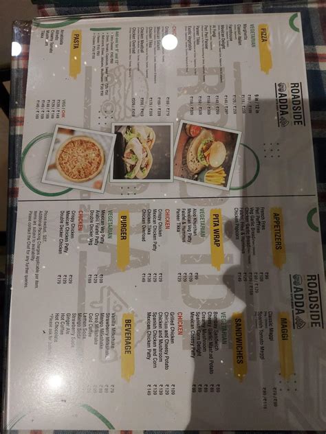 Menu at Roadside Adda, Bengaluru