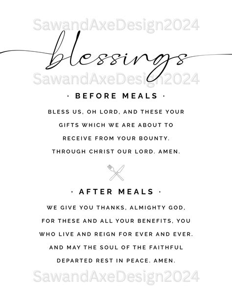 Printable Catholic Meal Blessing and Thanksgiving Prayers | Catholic ...