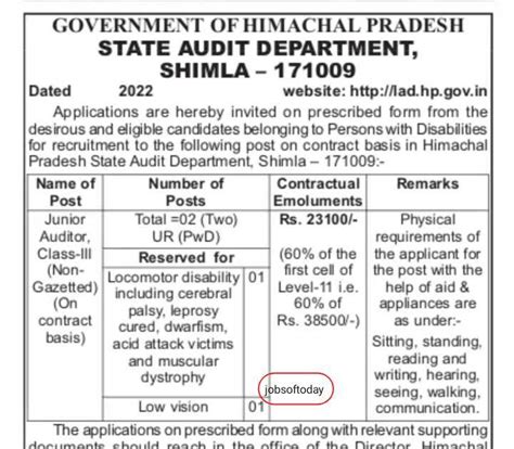 JOBS OF TODAY: HP AUDIT DEPARTMENT RECRUITMENT: हिमाचल आडिट विभाग में ...