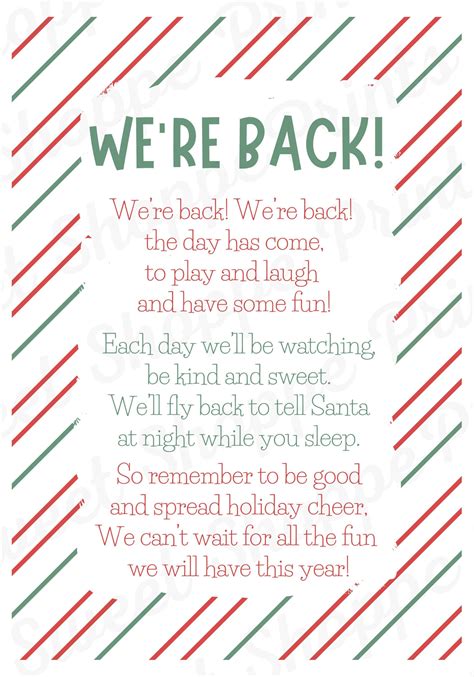 Elf On The Shelf Welcome Back Letter Free Printable - prntbl ...