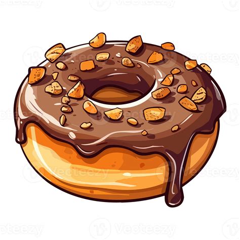 chocolate hazelnut donut clip art illustration. Transparent background ...
