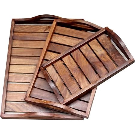 WOOD ART STORE Wooden Tray for Breakfast Coffee Butter Serving Table ...
