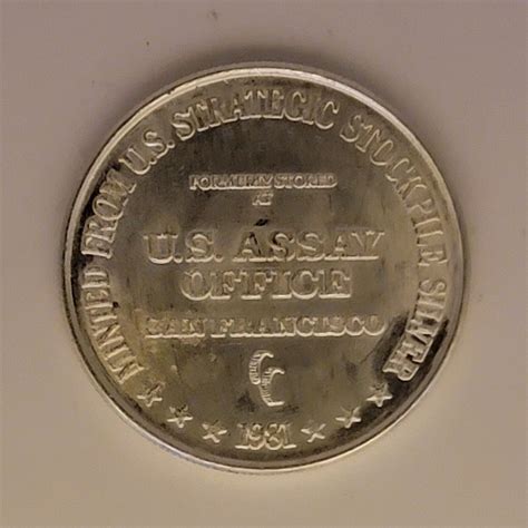 RARE 1981 SILVER TRADE UNIT US ASSAY-999 SILVER 1 OZ OUNCE ART ROUND ...