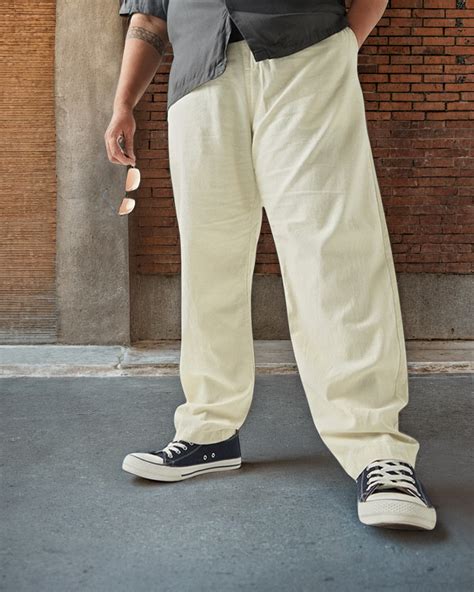 Buy Men's Beige Straight Fit Plus Size Linen Pants Online at Bewakoof
