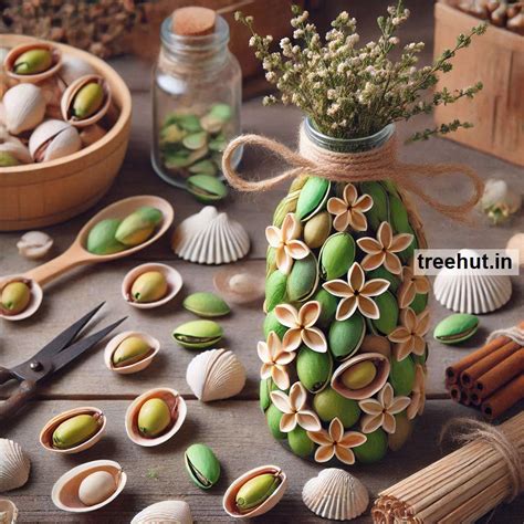 Pistachio Shells Bottle Decoration Ideas, Bottle Craft Ideas