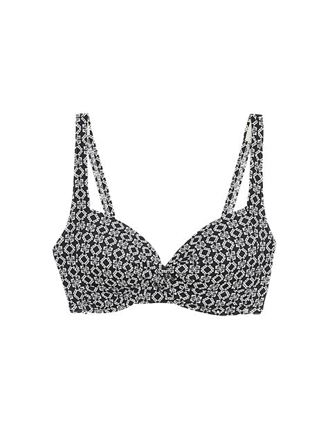 Buy Printed Padded Plunge Bikini Top at Marks & Spencer