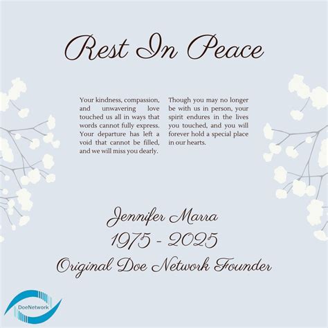 The Doe Network | The DoeNetwork is sad to announce the passing of ...