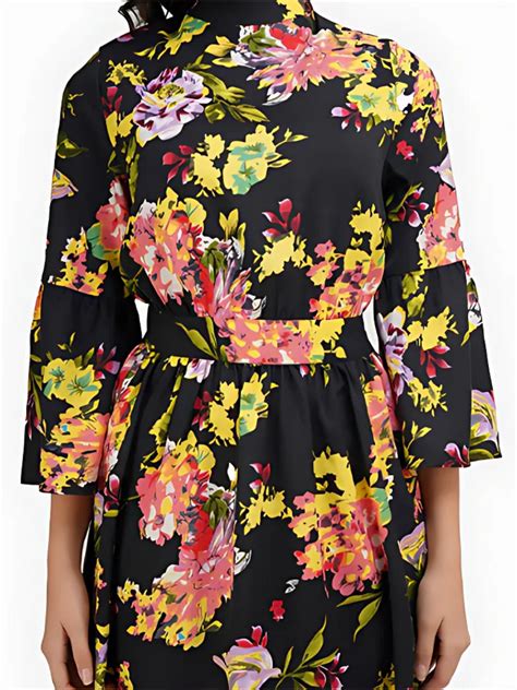 Black Floral Halter Neck Fit & Flare Dress – ELCHIC