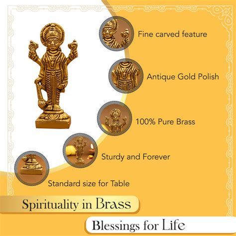 Ekhasa 100% Pure Brass Lord Vishnu Idol for Car Dashboard & Home Decor ...