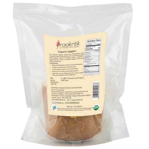 Buy Praakritik Organic Jaggery Block 900g | Traditional Indian Sweetener