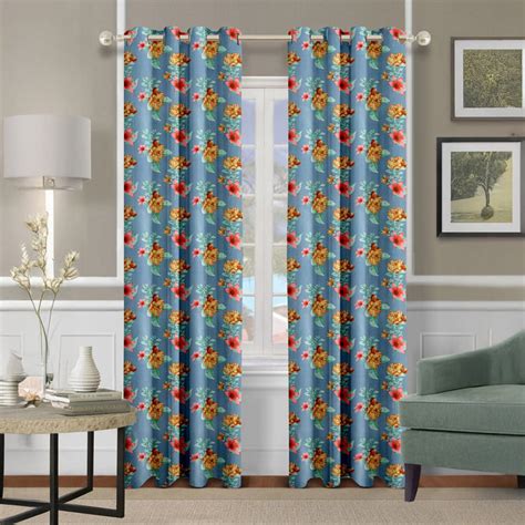 Buy CORTINA Set of 2 Floral Print Light Filtering Door Curtains from ...