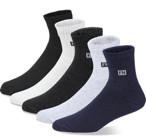 Buy Fitness Mantra® 5 Pairs Cotton Crew Socks | Free Size| Padded ...