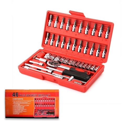46pcs Socket Combination Set 1/4 Inch DIY Repair Tool Kit