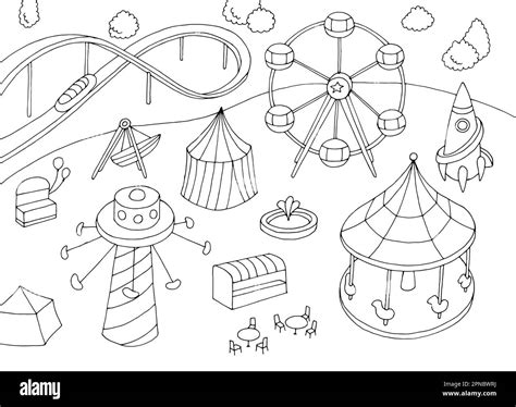 Amusement park aerial view Stock Vector Images - Alamy