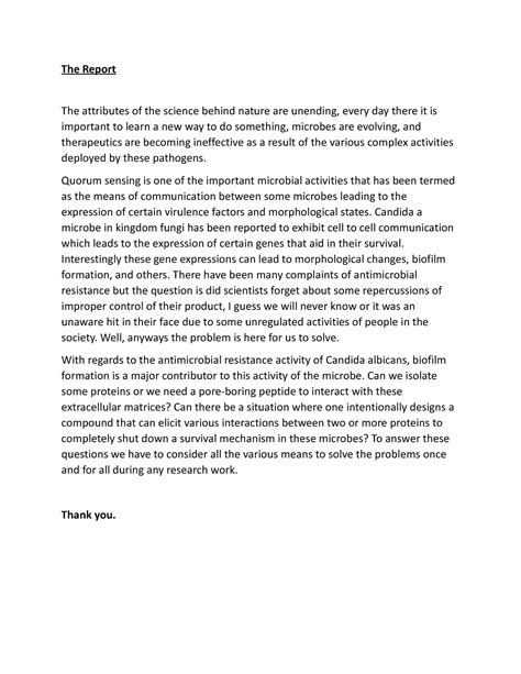 Sp3 - A review on a research work - The Report The attributes of the science behind nature are ...