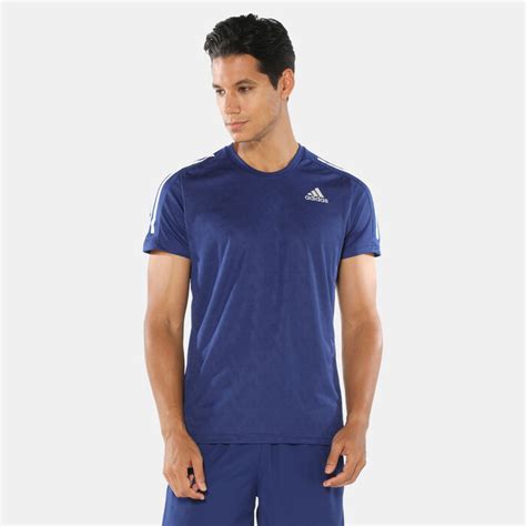 Men’s Own The Run 3-Stripes Running T-Shirt Blue adidas in KSA -SSS