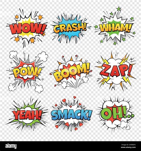 Comic bubbles. Funny comics words in speech bubble frames. Wow oops ...