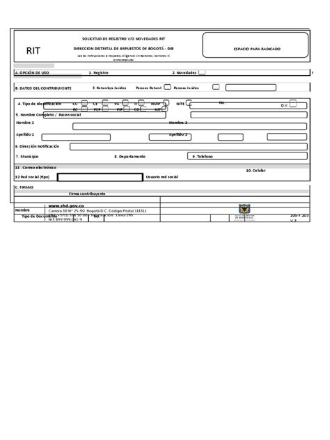 105 F.203 v2 Solicitud de Registro o Novedades Rit | PDF ...