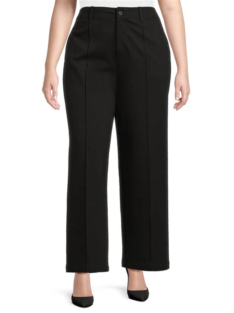 Terra & Sky Women's Plus Size Wide Leg Dress Pants, 30” Inseam ...