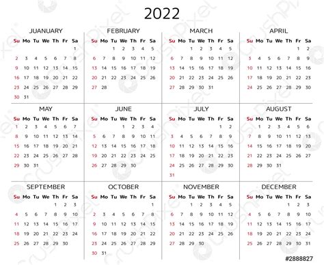 2022 Year Calendar Isolated On White Background Eps10 Download A Free ...