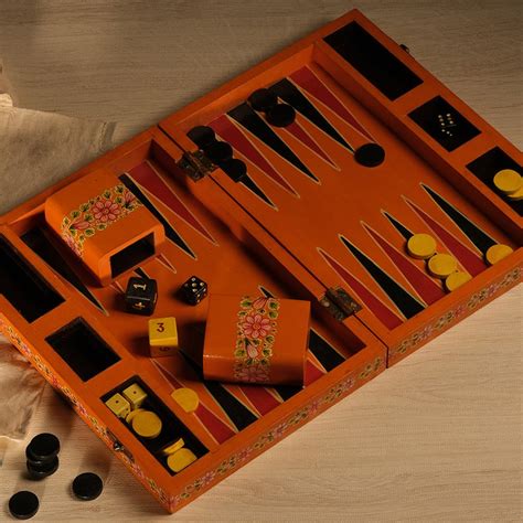 Backgammon, handpainted in Ganjifa art style for Sale