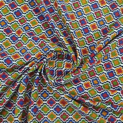 Buy Multicolor Moroccan Print With Kantha Cotton Fabric Online ...