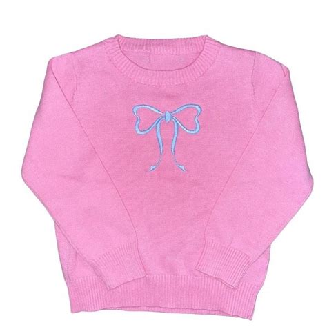 Embroidered Bow Sweater - Etsy