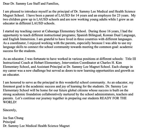 Principal's Message – Our School – Dr. Sammy Lee Medical & Health ...