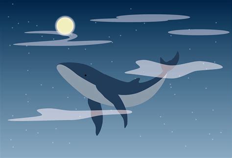 童话水墨手绘鲸鱼图片素材免费下载 - 觅知网