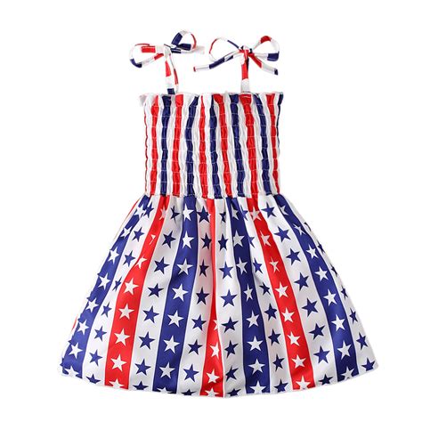 Utoimkio Toddler Girls 4th of July Dresses America Flag Strap Dresses ...