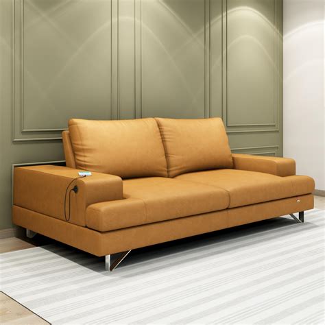 Buy Benjamin Three Seater Olive Green leatherette Sofa at Durian