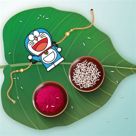 Doraemon Wooden Rakhi with Rudraksha | Cartoon Rakhi for Bro | Shop On ...