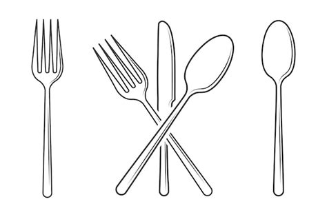 Besteck, Umriss, Besteck, Silhouette, Gabel, Vektor ...