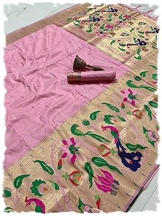 Buy Pandadi Saree Women's Soft Kanchivaram Paithani Silk Brocket ...