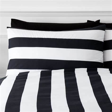 Black White Style Sisters Bold Stripe Duvet Cover Bedding Set | Terrys