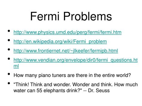 Image result for Examples of Fermi Problems