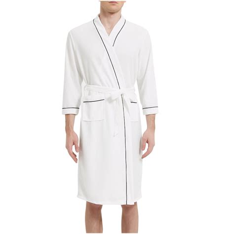 APEXFWDT Mens Lightweight Robe, Waffle Knit 3/4 Sleeve Kimono Bathrobe ...