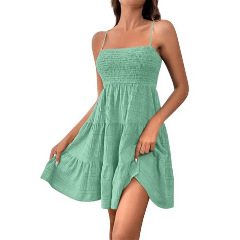 JULMCOMO Spring Dresses for Women Beach Vacation Mini Dress a Line High ...