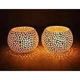 Buy TIED RIBBONS Pack of 6 Mosaic Glass Votive Tealight Candle Holders ...
