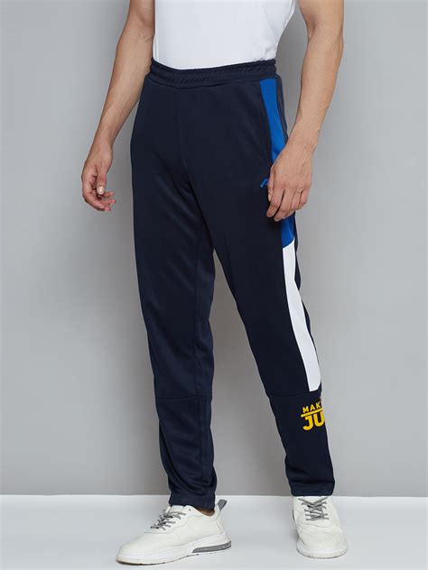 Alcis Men Navy Blue Typography Print Slim Fit Running Track Pants ...
