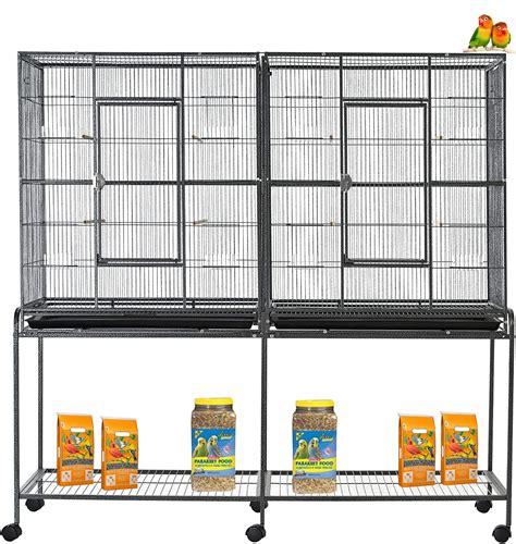 Buy Extra Large Double Flight Bird Wrought Iron Double Cage Slide Out ...