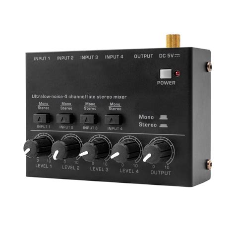 kh Ultra Low Noise 4 Channel Line Stereo Mixer Portable Mini Audio ...