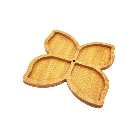 Platou servire din lemn, 27 x 27 cm, 4 compartimente, fluture - eMAG.ro