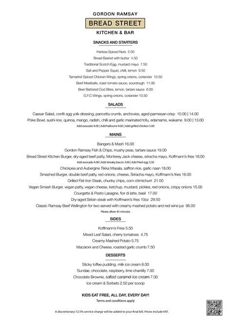 Menus | Bread Street Kitchen, Bar & Rooftop - Stratford | Gordon Ramsay ...